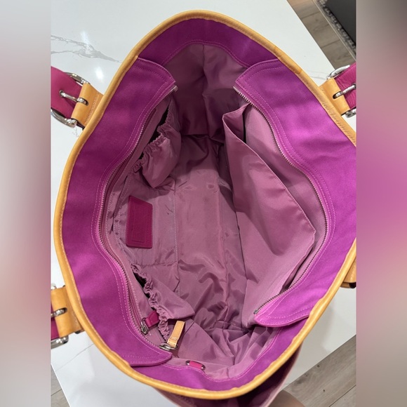 RARE Vintage Y2K Coach SoHo Hampton Canvas Leather Large Tote Shoulder Bag - Picture 4 of 5